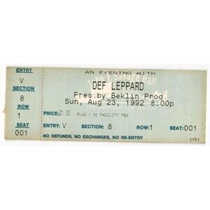 Vintage 1992 Def Leppard Concert Ticket Stub Toledo OH